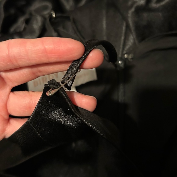 Birdy Grey Black Satin Maxi Dress Straps V Neck size S - Picture 11 of 12